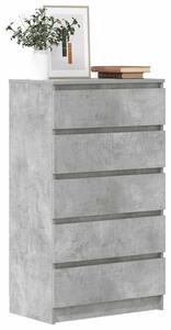 Betonszürke szerelt fa fiókos szekrény 60 x 36 x 103 cm