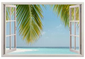 Gario Vászonkép Nyitott ablak Hawaii pálmafák Méret: 90 x 60 cm