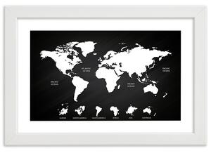Gario Poszter Kontrasztos világtérkép és kontinensek A keret színe: Keret nélkül, Méret: 30 x 20 cm