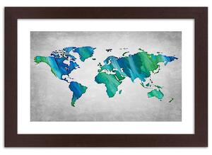 Gario Poszter Színes világtérkép betonon A keret színe: Keret nélkül, Méret: 30 x 20 cm