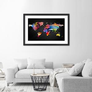 Gario Poszter Világtérkép különbözo színekben A keret színe: Természetes, Méret: 30 x 20 cm
