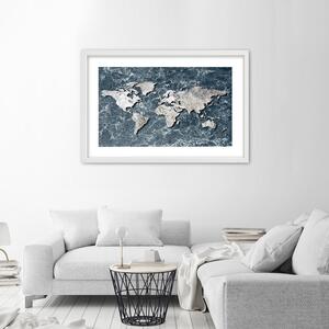 Gario Poszter Világtérkép márványon A keret színe: Keret nélkül, Méret: 30 x 20 cm