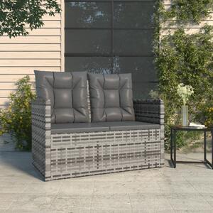 Szürke polyrattan kerti pad párnákkal 105 cm
