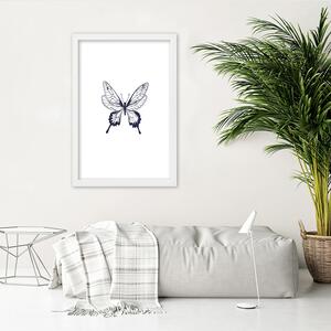 Gario Poszter rajzolt pillangó A keret színe: Fehér, Méret: 20 x 30 cm