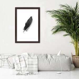 Gario Poszter Fekete toll A keret színe: Barna, Méret: 20 x 30 cm