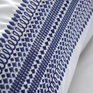 Fehér-kék egyszemélyes pamut ágyneműhuzat 135x200 cm Remy Embroidery – Bianca