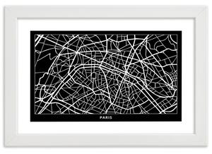 Gario Poszter Párizsi városterv A keret színe: Fehér, Méret: 30 x 20 cm