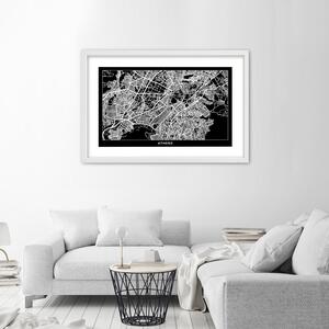 Gario Poszter Városterv Athén A keret színe: Fehér, Méret: 45 x 30 cm
