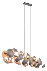 Szürke-aranyszínű függőlámpa üveg búrával Bubble – Trio Select