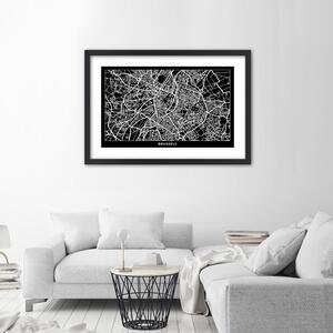 Gario Poszter Városterv Brüsszel A keret színe: Fehér, Méret: 45 x 30 cm