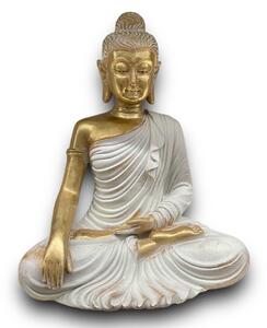Ülő Buddha Szobor Fehér-Arany 30cm