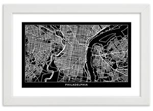 Gario Poszter Philadelphia város terve A keret színe: Fehér, Méret: 30 x 20 cm