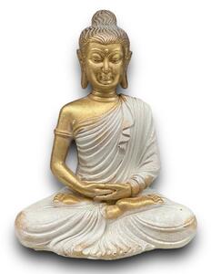 Ülő Buddha Szobor Fehér-Arany 20 cm