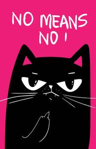 Illusztráció Black Cat with grumpy face. saying, Marianna Pashchuk