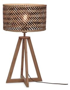 Fekete-natúr színű asztali lámpa bambusz búrával (magasság 53 cm) Java – Good&Mojo