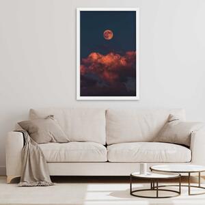Gario Poszter Rózsaszín felhok és a Hold A keret színe: Fehér, Méret: 20 x 30 cm