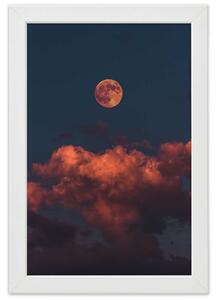 Gario Poszter Rózsaszín felhok és a Hold A keret színe: Fehér, Méret: 20 x 30 cm