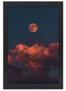 Gario Poszter Rózsaszín felhok és a Hold A keret színe: Fekete, Méret: 20 x 30 cm