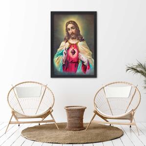 Gario Poszter Jézus Krisztus szíve A keret színe: Természetes, Méret: 20 x 30 cm