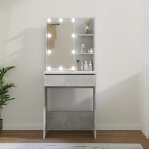 Betonszürke fésülködőasztal LED-del 60x40x140 cm