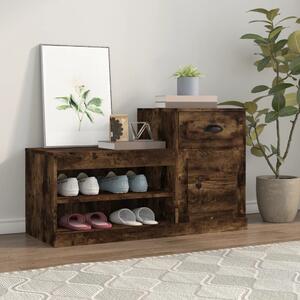 Füstös tölgy színű szerelt fa cipősszekrény 100x42x60 cm