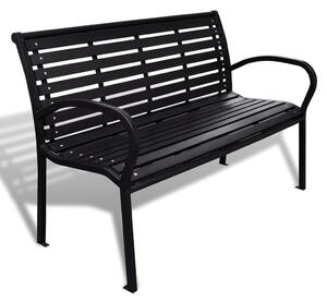 Fekete acél és WPC kerti pad 125 cm