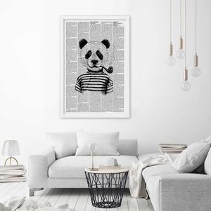 Gario Poszter Panda pipával A keret színe: Barna, Méret: 20 x 30 cm
