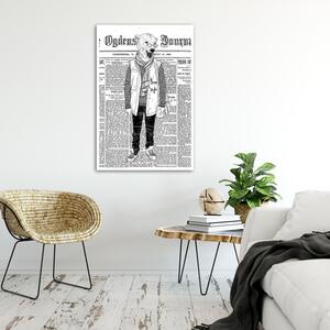 Gario Poszter Absztrakt medve egy újság hátterén A keret színe: Fekete, Méret: 20 x 30 cm
