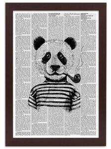 Gario Poszter Panda pipával A keret színe: Fehér, Méret: 20 x 30 cm