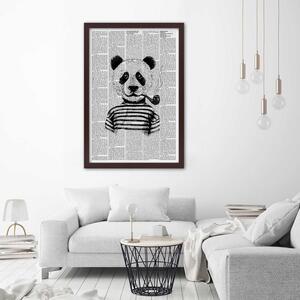 Gario Poszter Panda pipával A keret színe: Barna, Méret: 20 x 30 cm
