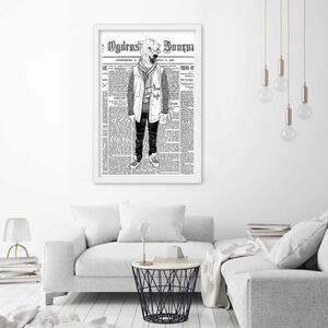 Gario Poszter Absztrakt medve egy újság hátterén A keret színe: Barna, Méret: 20 x 30 cm
