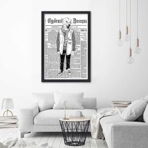 Gario Poszter Absztrakt medve egy újság hátterén A keret színe: Fehér, Méret: 20 x 30 cm