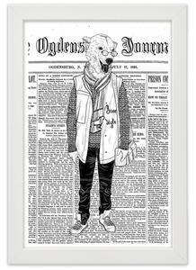 Gario Poszter Absztrakt medve egy újság hátterén A keret színe: Természetes, Méret: 20 x 30 cm