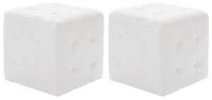 2 db fehér műbőr puff 30x30x30 cm