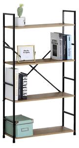 Intenso Home 4 szintes nyitott könyvespolc 59 x 112cm (Aranytölgy) | Univerzális tároló állvány fém lábakkal