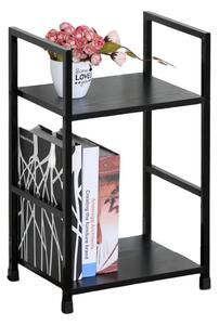 Intenso Home 2 szintes nyitott könyvespolc / éjjeliszekrény 29 x 48cm (Fekete) | Univerzális tároló állvány fém lábakkal