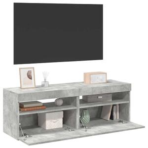 2 db betonszürke TV-szekrény LED-lámpákkal 60 x 35 x 40 cm