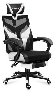 Gamer szék ergonomikus lábtartóval játékszék, Combat 5.0, fekvőtámasz , fekete-fehér