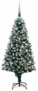 LED-es műkarácsonyfa gömbkészlettel és tobozokkal 150 cm