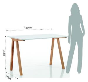 Íróasztal fehér asztallappal 60x120 cm Mak – Tomasucci