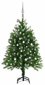 Zöld megvilágított műkarácsonyfa gömb szettel 120 cm