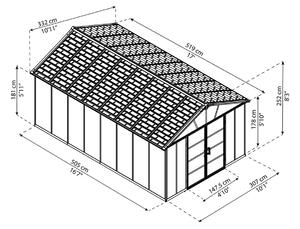 Palram Yukon Hosszabbító panel Palram kerti házakhoz 124x332x252cm