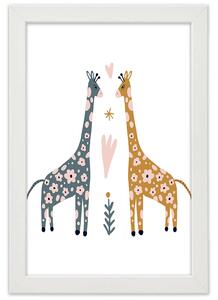 Gario Poszter Színes zsiráfok A keret színe: Természetes, Méret: 30 x 45 cm