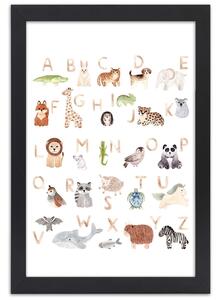 Gario Poszter Ábécé állatokkal A keret színe: Természetes, Méret: 20 x 30 cm