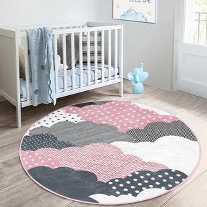 Rózsaszín-szürke gyerek szőnyeg ø 80 cm Comfort – Mila Home