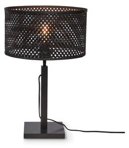 Fekete asztali lámpa bambusz búrával (magasság 38 cm) Java – Good&Mojo