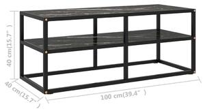 VidaXL fekete TV-szekrény fekete márvány mintás üveggel 100x40x40 cm