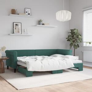 Sötétzöld kihúzható bársony heverő 80 x 200 cm