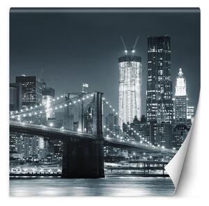 Gario Fotótapéta Brooklyn híd éjjel, New York fekete-fehér verziója Anyag: Vlies, Méret: 100 x 100 cm