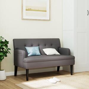 Szürke műbőr pad háttámlával 112x65,5x75 cm